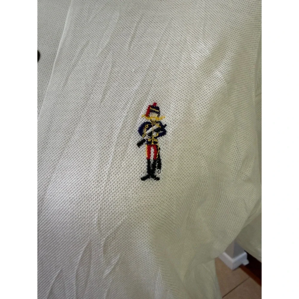 Vintage Alps Mens White Pique Polo Shirt Toy Soldier Embroidery Size M NWT